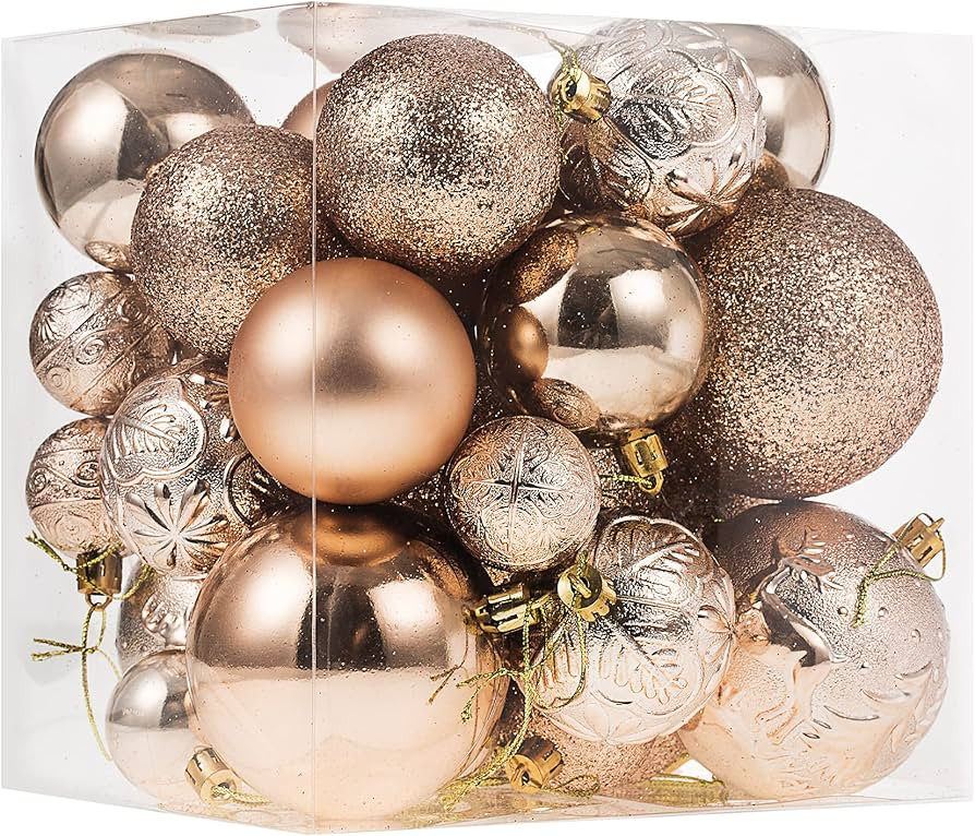 Christmas Ornaments for Xmas Trees,Champagne Shatterproof Christmas Ball Ornaments | Amazon (US)