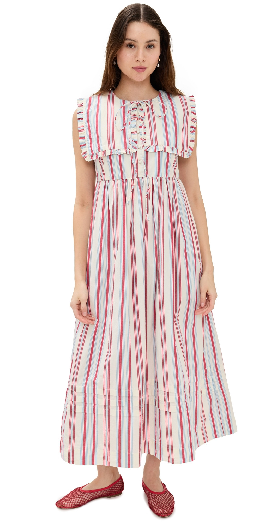 Damson Madder Josephine Midi Dress Butter Cherry Stripe 10 | Shopbop