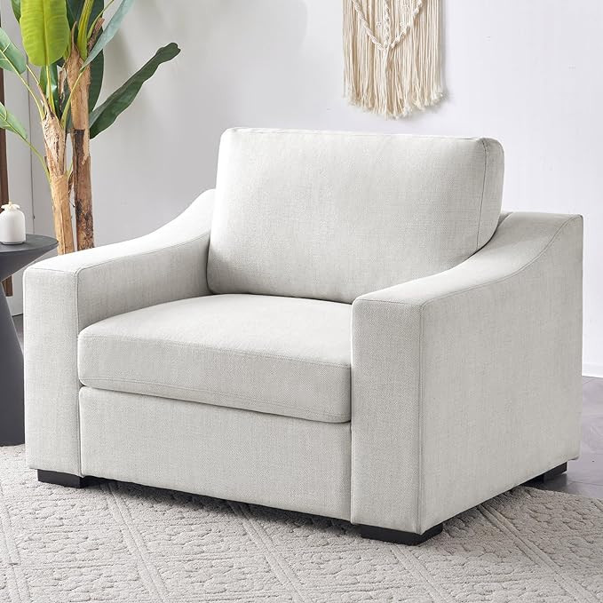 ELUCHANG 47" W Oversized Accent Chair, Linen Fabric Modern Chair with Deep Seat, Washable Covers,... | Amazon (US)