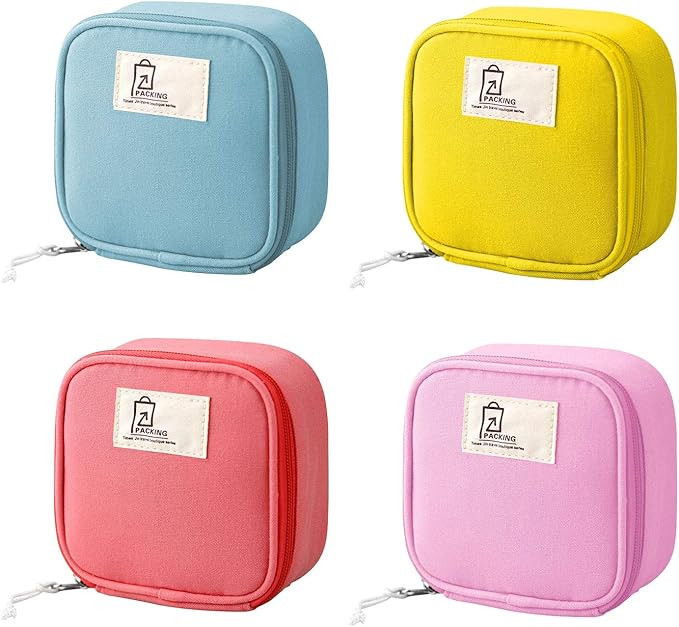 Amazon.com: BeeChamp 4pcs Cute Small Travel Sanitary Holder Girls Waterproof Cosmetic Jewelry Bag... | Amazon (US)