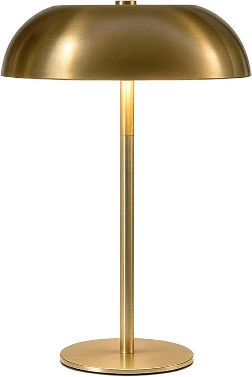Portable LED Mushroom Table Lamp, Cordless Gold Table Lamp with 3 Color Stepless Dimming, Touch C... | Amazon (US)