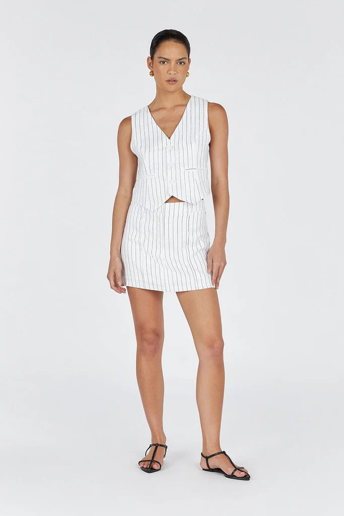 MARCEL WHITE PINSTRIPE LINEN SKORT | DISSH