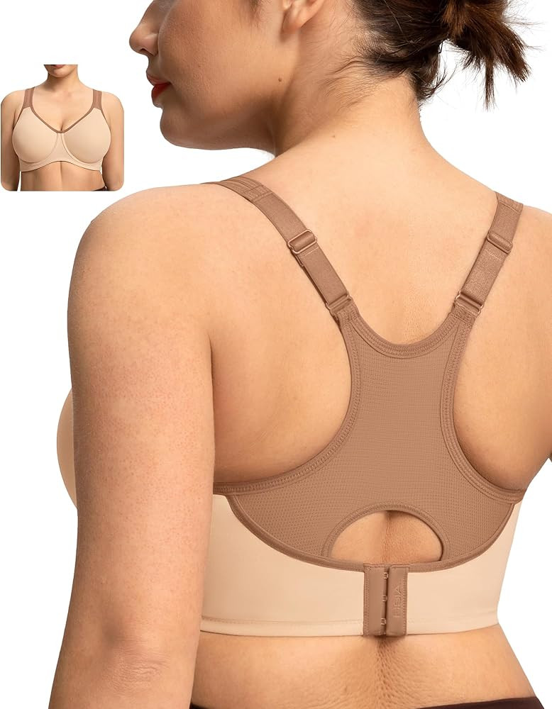 HSIA Sports Bra for Women High Support Large Bust Outside Underwire Adjustable Racerback Unlined ... | Amazon (US)