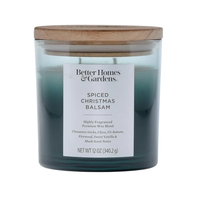 Better Homes & Gardens 12oz Spiced Christmas Balsam Scented Ombre 2-Wick Jar Candle | Walmart (US)