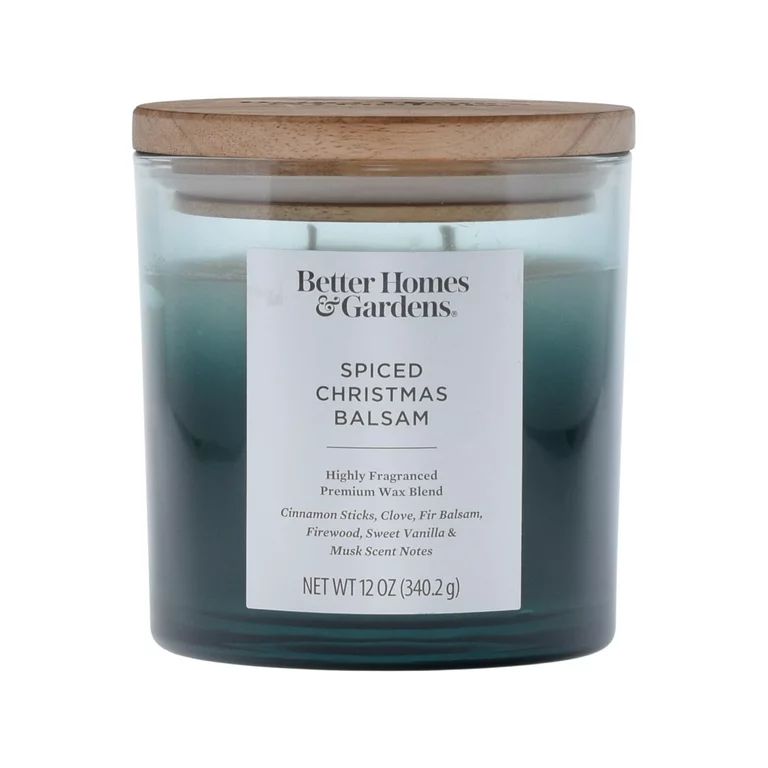 Better Homes & Gardens 12oz Spiced Christmas Balsam Scented Ombre 2-Wick Jar Candle | Walmart (US)