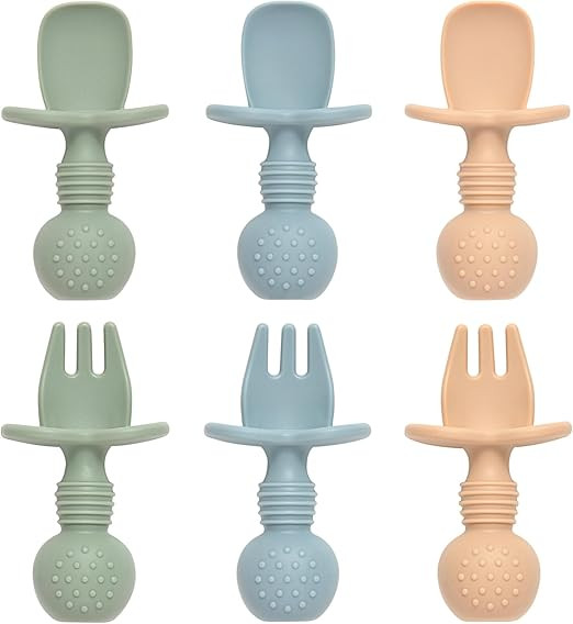 Baby Spoons and Forks Feeding Set, 6 Pack Silicone First Stage Self Feeding Toddler Utensils, BPA... | Amazon (US)