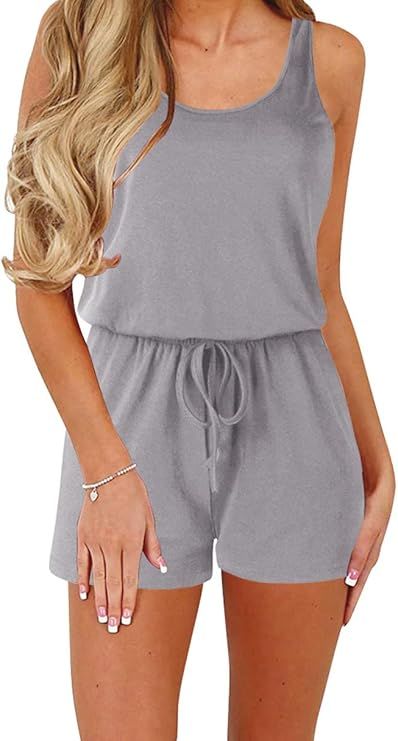 ANRABESS Women Summer Loose Solid Sleeveless Jumpsuit Rompers Spaghetti Strap Adjustable Waist Sh... | Amazon (US)