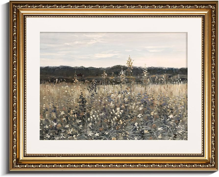 InSimSea Gold Picture Framed Wall Art, Living Room Bathroom Vintage Meadow with Flowers Pictures ... | Amazon (US)