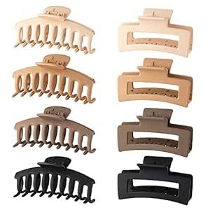 Large Hair Claw Clips, 8 Pack 4.3" Hair Clips for Women & Girls, Strong Hold Matte Claw Hair Clip... | Amazon (US)
