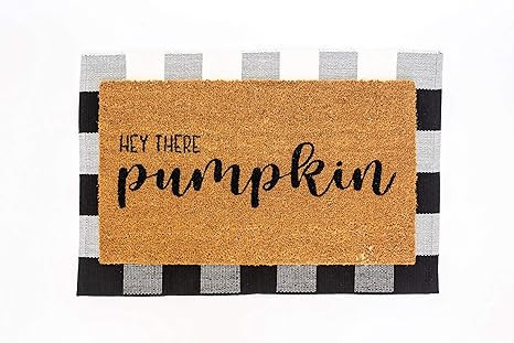 Layered Outdoor Hey Pumpkin Mat Set - Coconut Coir (17-inch x 30-inch) and Woven Doormat (24-inch... | Amazon (US)