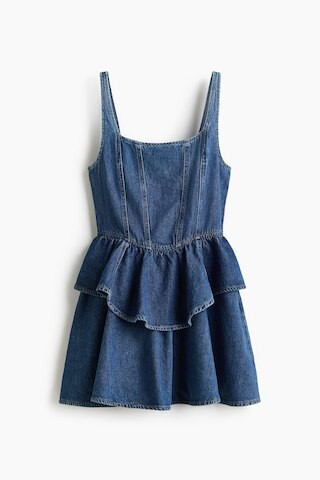 H & M - Flared-Skirt Denim Dress - Blue | H&M (US + CA)