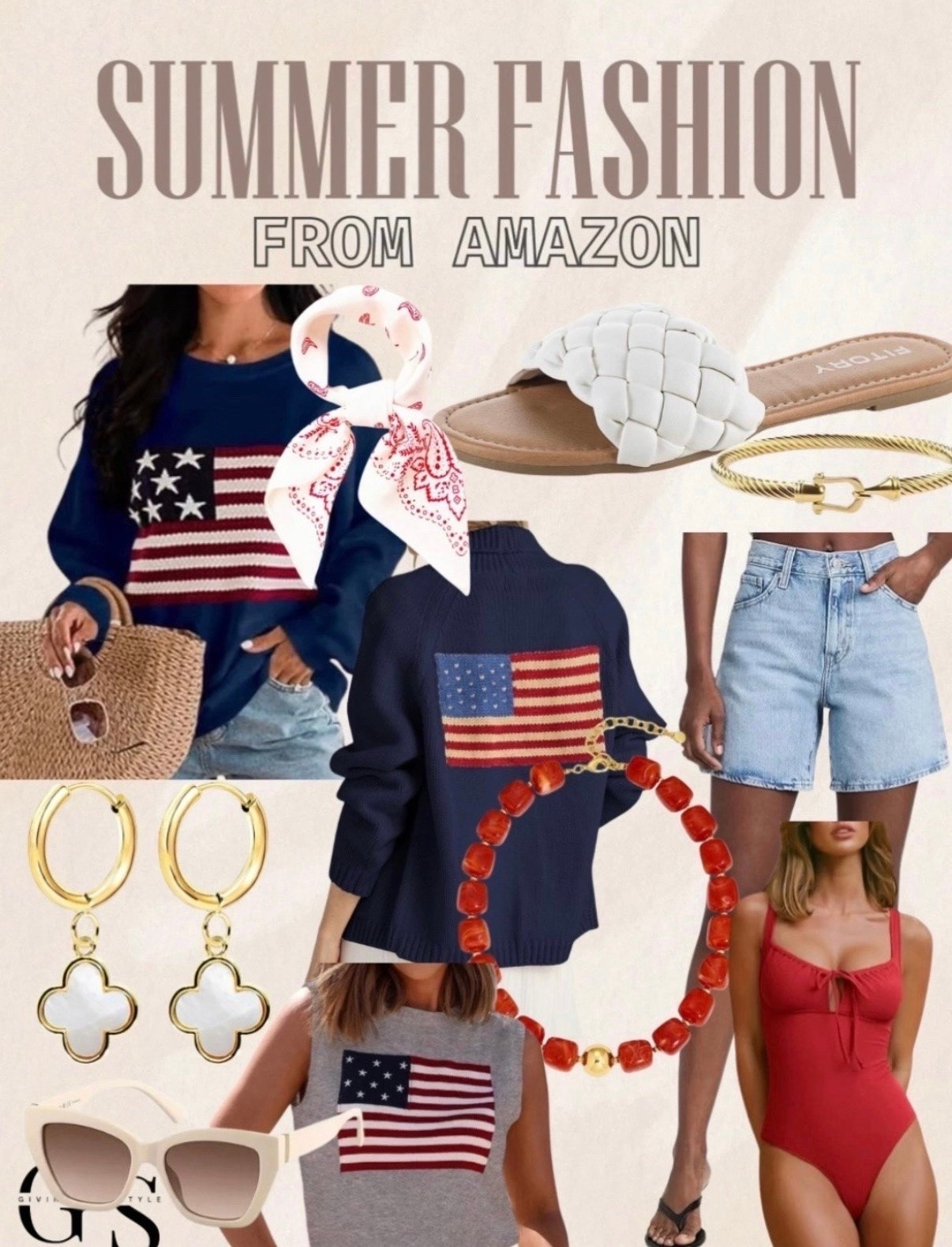 4th of July  outfit inspo from Amazon! 
American flag sweatshirt, americana, looks for less, sandals, 4th of July, amazon fashion, summer fashion, summer outfits, spring outfits, denim jeans, gold jewelry, pool date, pool outfit, beach outfit, red white and blue

#LTKootd #LTKSeasonal