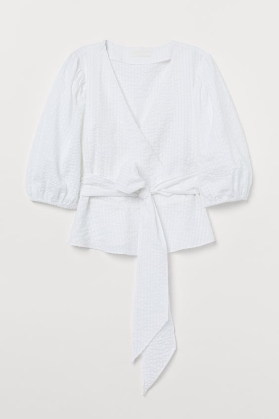 Puff-sleeved Wrapover Blouse | H&M (US + CA)
