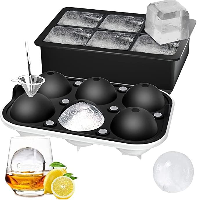 ROTTAY Ice Cube Trays (Set of 2), Sphere Ice Ball Maker with Lid & Large Square Ice Cube Maker fo... | Amazon (US)