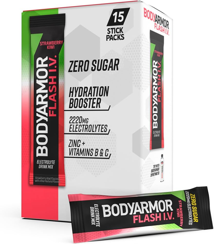 BODYARMOR Flash IV Electrolyte Packets, Strawberry Kiwi - Zero Sugar Drink Mix, Single Serve Pack... | Amazon (US)