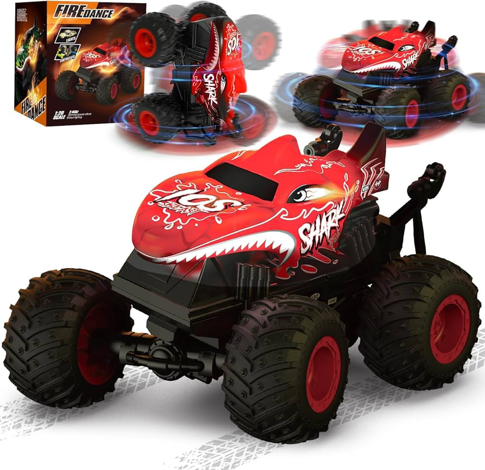Remote Control Monster Truck for Boys, 1:20 Scale RC Shark Monster Truck Toys with Light & Music,... | Amazon (US)