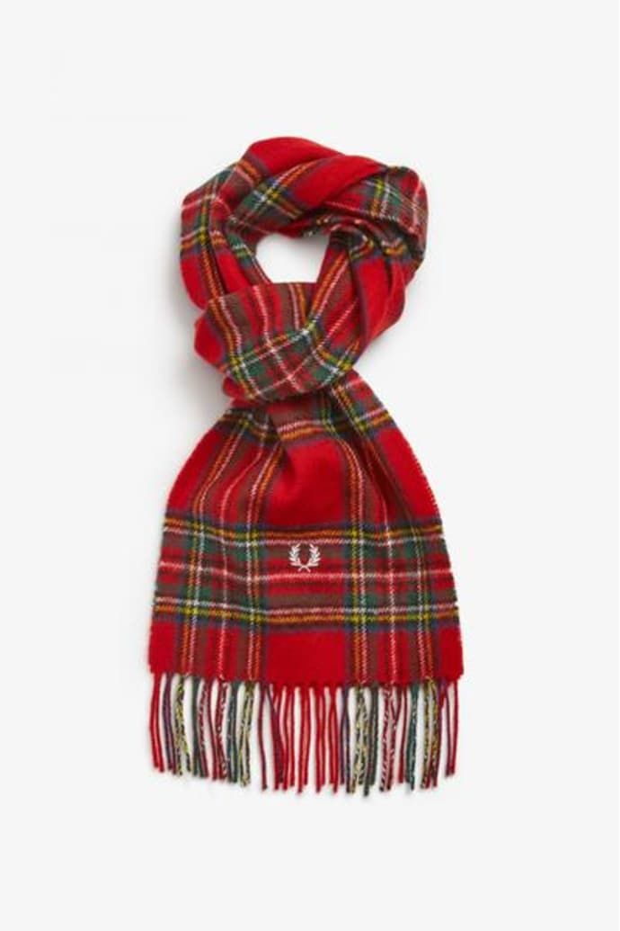 Fred Perry Royal Stewart Tartan Scarf Red - Trouva | Trouva (Global)