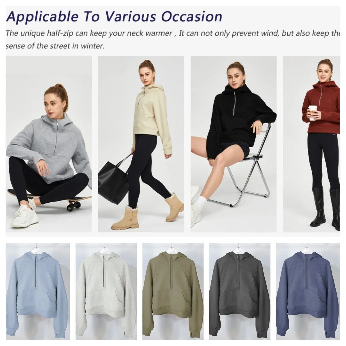 Top Hot-selling Brand Designer Womens Hooded Pullover Sweatshirts Half Zipper Crop Hoodie Fleece ... | DHGate