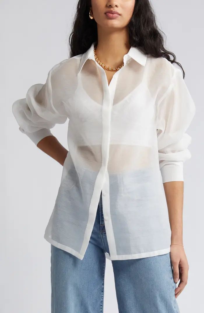Sheer Button-Up Shirt | Nordstrom