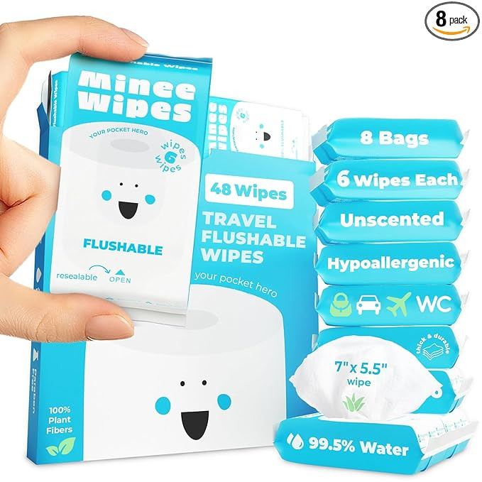 Impossibly Compact Travel Flushable Wipes - 99.5% Water and Aloe - Safe for Sensitive Skin, Hypoa... | Amazon (US)