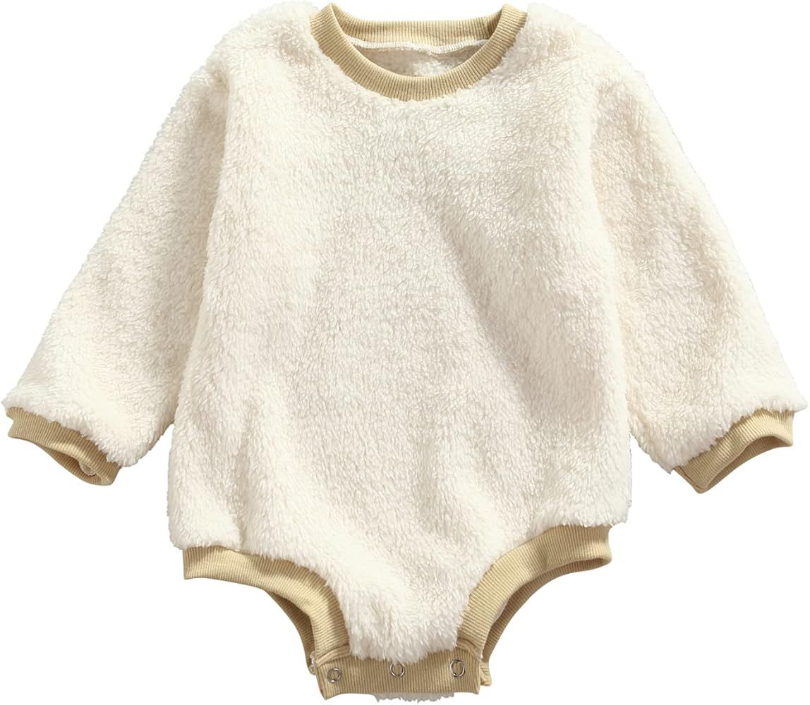 Baby Girl Boy Crewneck Sweatshirts Oversized Knit Sweater Shirts Long Sleeve Romper Pullover Top ... | Amazon (US)
