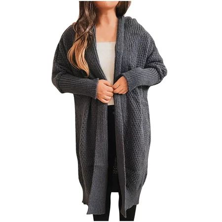 jsaierl Women s Open Front Long Sleeve Chunky Knit Long Cardigan Sweaters Loose Outwear Coat Womens  | Walmart (US)