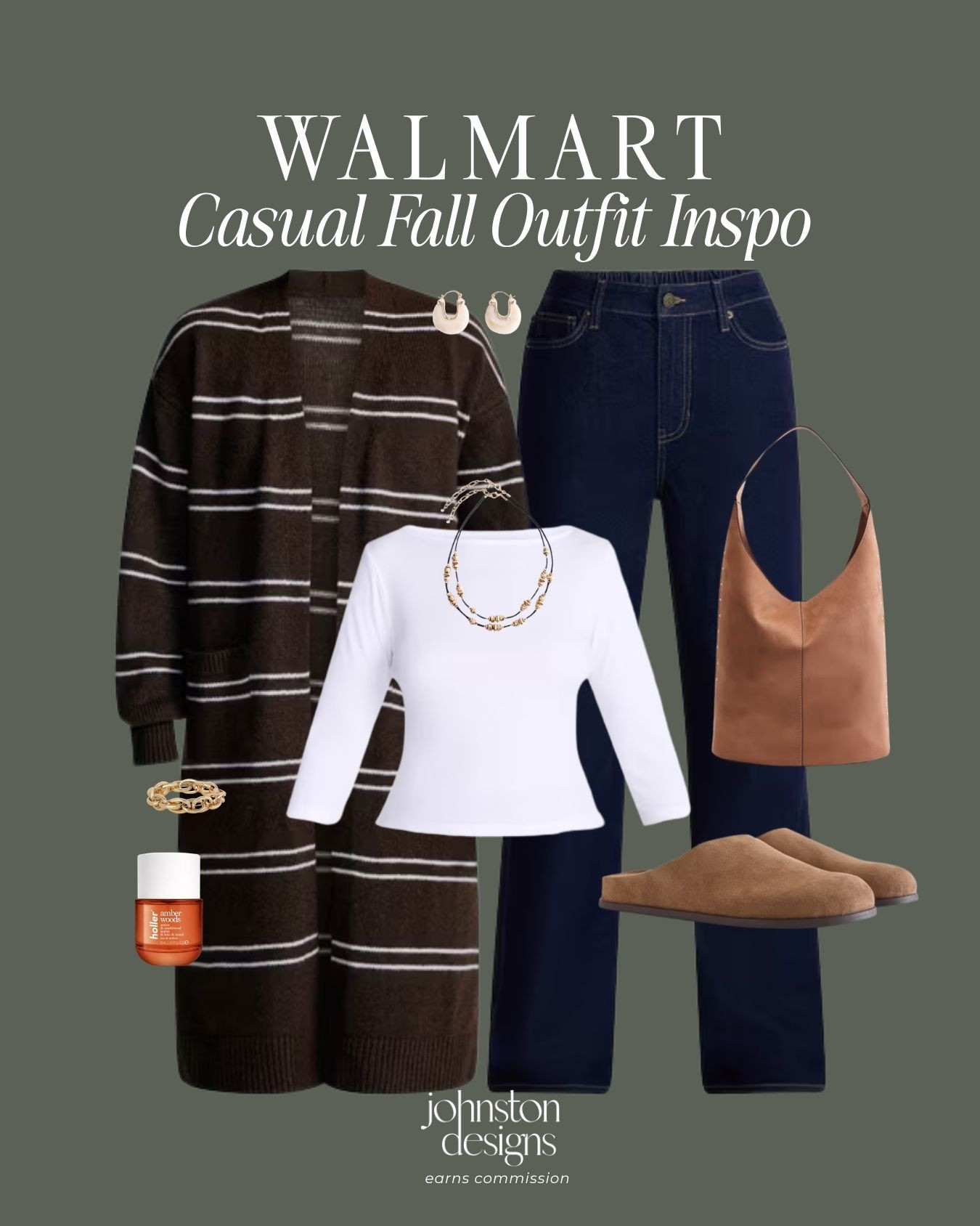 Your next casual fall outfit, all from Walmart. 🤎 Layer a long striped cardigan over a white tee with dark wash jeans, slip-on clogs, and a tan shoulder bag. An easy, cozy look for coffee runs, errands, and relaxed weekends!

Walmart fall fashion, casual fall outfit, brown striped cardigan, long cardigan, white long sleeve tee, dark wash jeans, wide leg denim, tan clogs, slip on shoes, tan shoulder bag, everyday jewelry, fall layering, weekend outfit inspiration

#walmartfashion #walmartfinds #casualoutfit #fallstyle #cardiganoutfit #darkwashdenim #clogstyle #everydayoutfits #weekendstyle 

 #LTKootd #LTKSeasonal