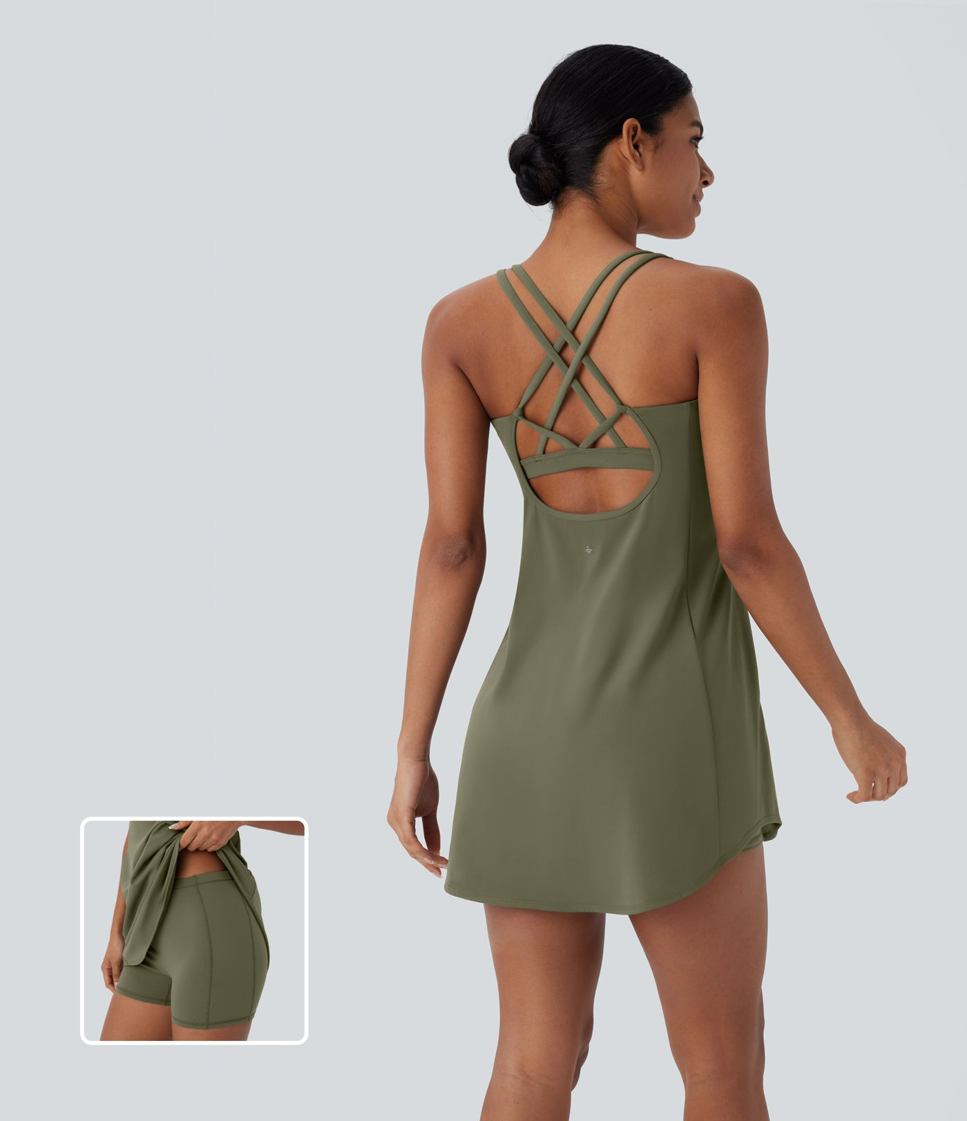 Women’s SoftlyZero™ Plush Cut Out Pocket 2-Piece Mini Yoga Active Dress A-C Cups - Halara | HALARA