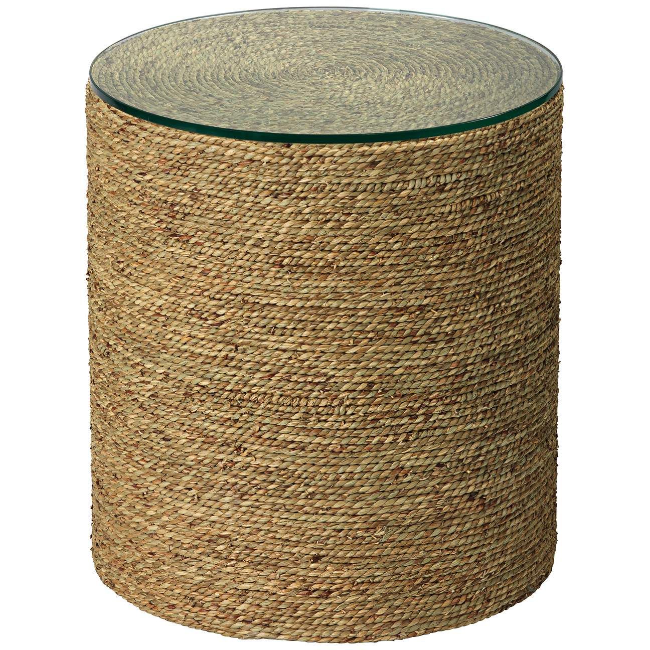 Jamie Young Harbor 18" Wide Natural Seagrass Round Side Table | Lamps Plus