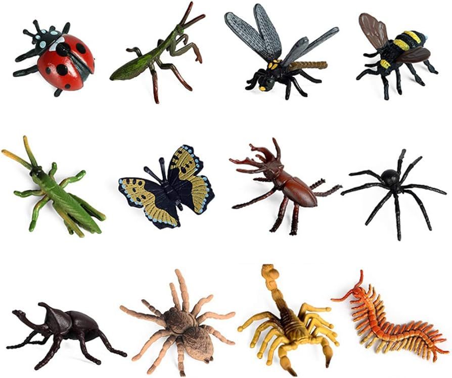 RCOMG 12 PCS Small Realistic Insects Figures Toys, Plastic Wildlife Animal Fake Bug Toys Hallowee... | Amazon (US)