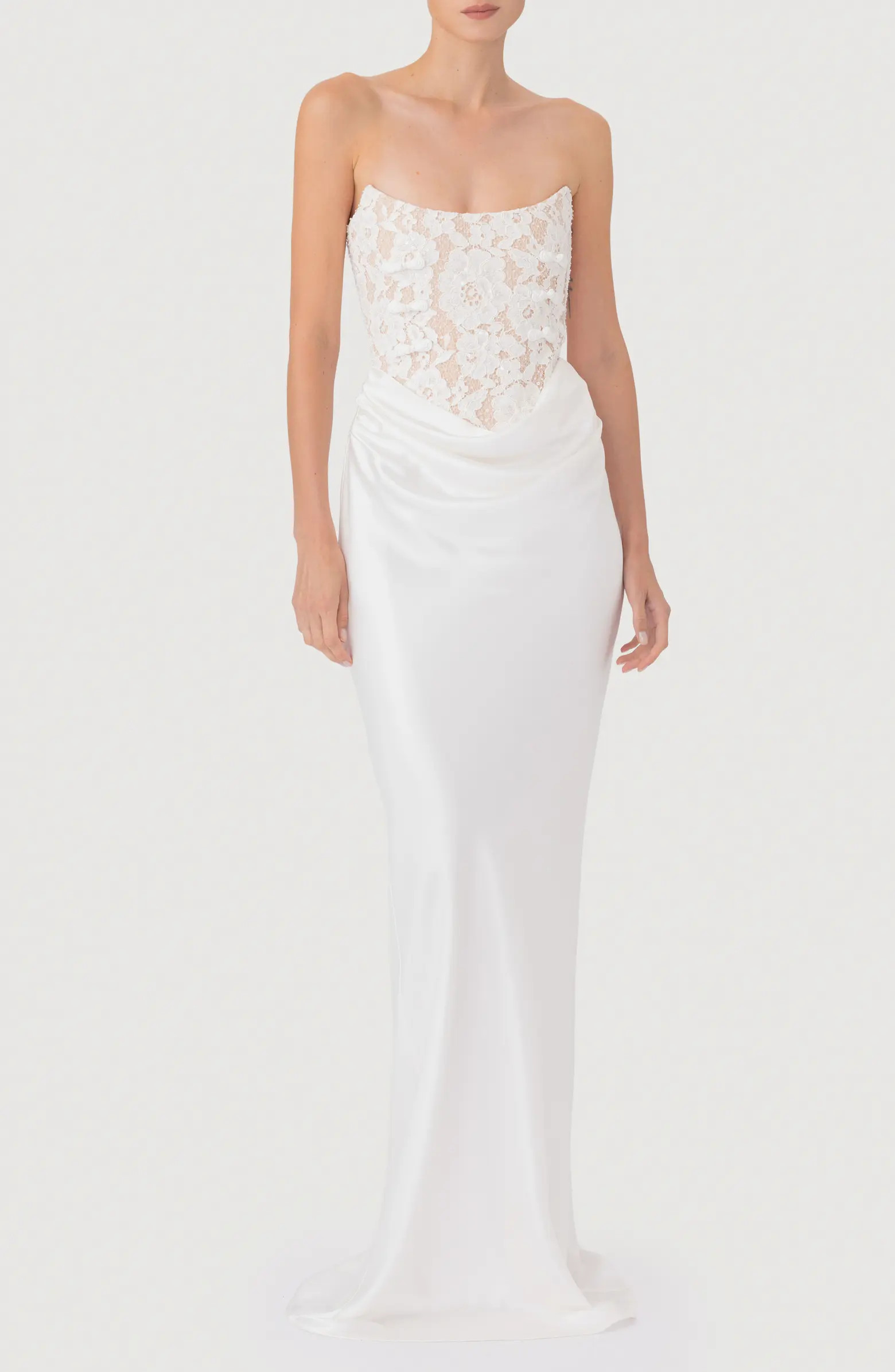 SAU LEE Blair Lace Bodice Strapless Gown | Nordstrom | Nordstrom