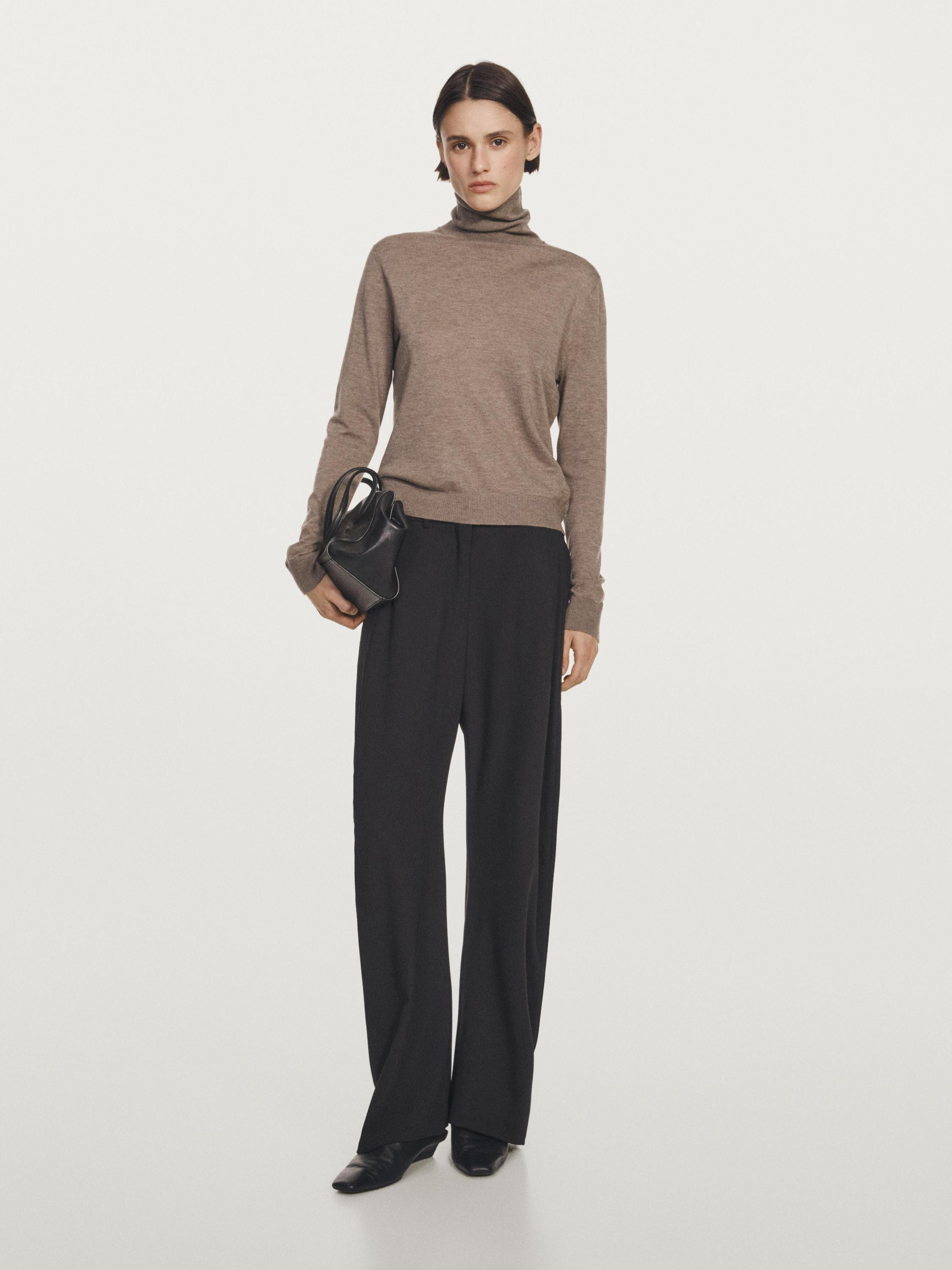 Wool blend high neck knit sweater | Massimo Dutti US