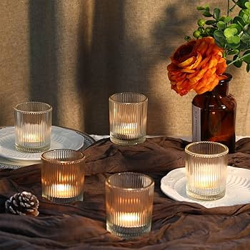 48pcs Votive Candle Holders, Clear Glass Tea Lights Candle Holder in Bulk for Table Centerpiece, ... | Amazon (US)