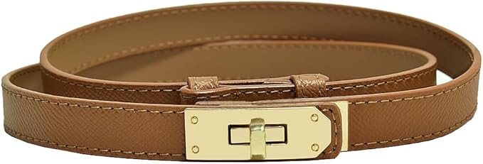 PACDE Western Thin Leather Women Skinny Adjustable Belt Slim Dresses Coat Turn Lock Ladies Waistb... | Amazon (UK)
