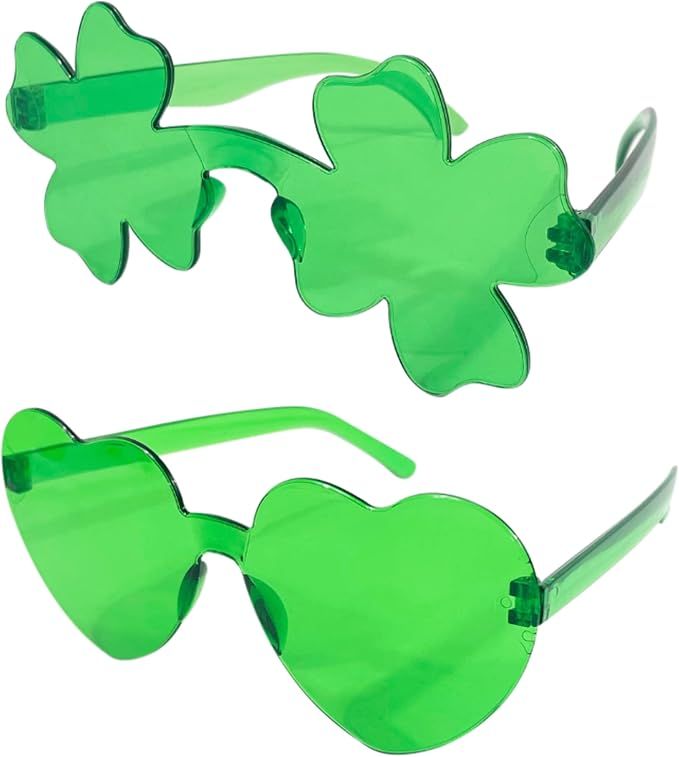 4E's Novelty Green St Patricks Day Sunglasses For Women Men, Shamrock Glasses Outfit Accessories ... | Amazon (US)