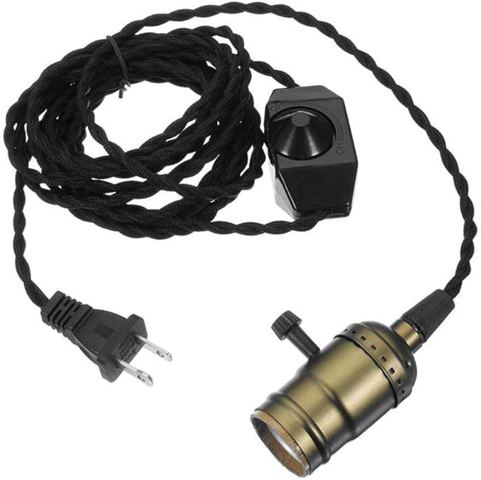 Single Vintage Bulb Cord Edison Socket lamp Plug Pendant Light with Dimmer,ZHMA Industrial DIY La... | Amazon (US)