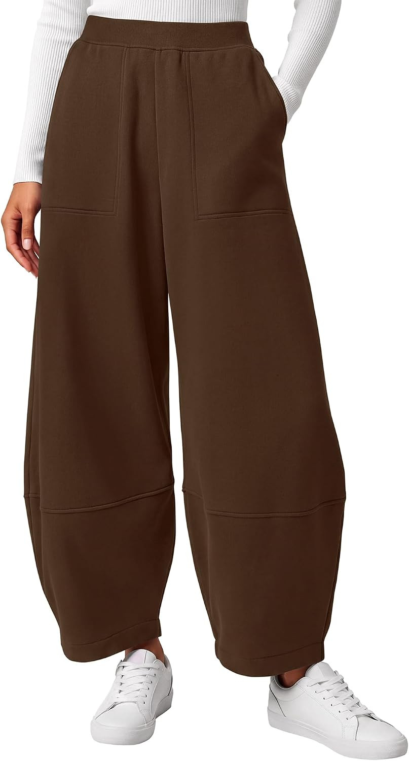 BTFBM Womens Wide Leg Pants Ankle Palazzo Fleece Harem Barrel Sweatpants | Amazon (US)