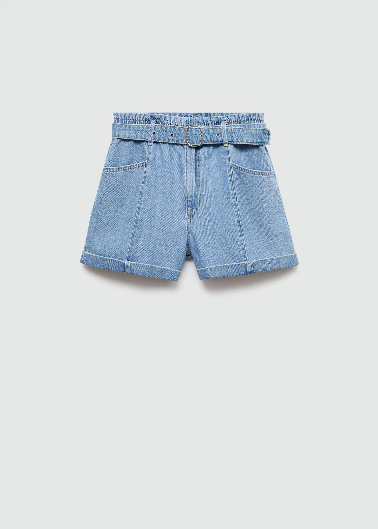 Denim shorts met ceintuur - Dames | MANGO Nederland | MANGO (NL)