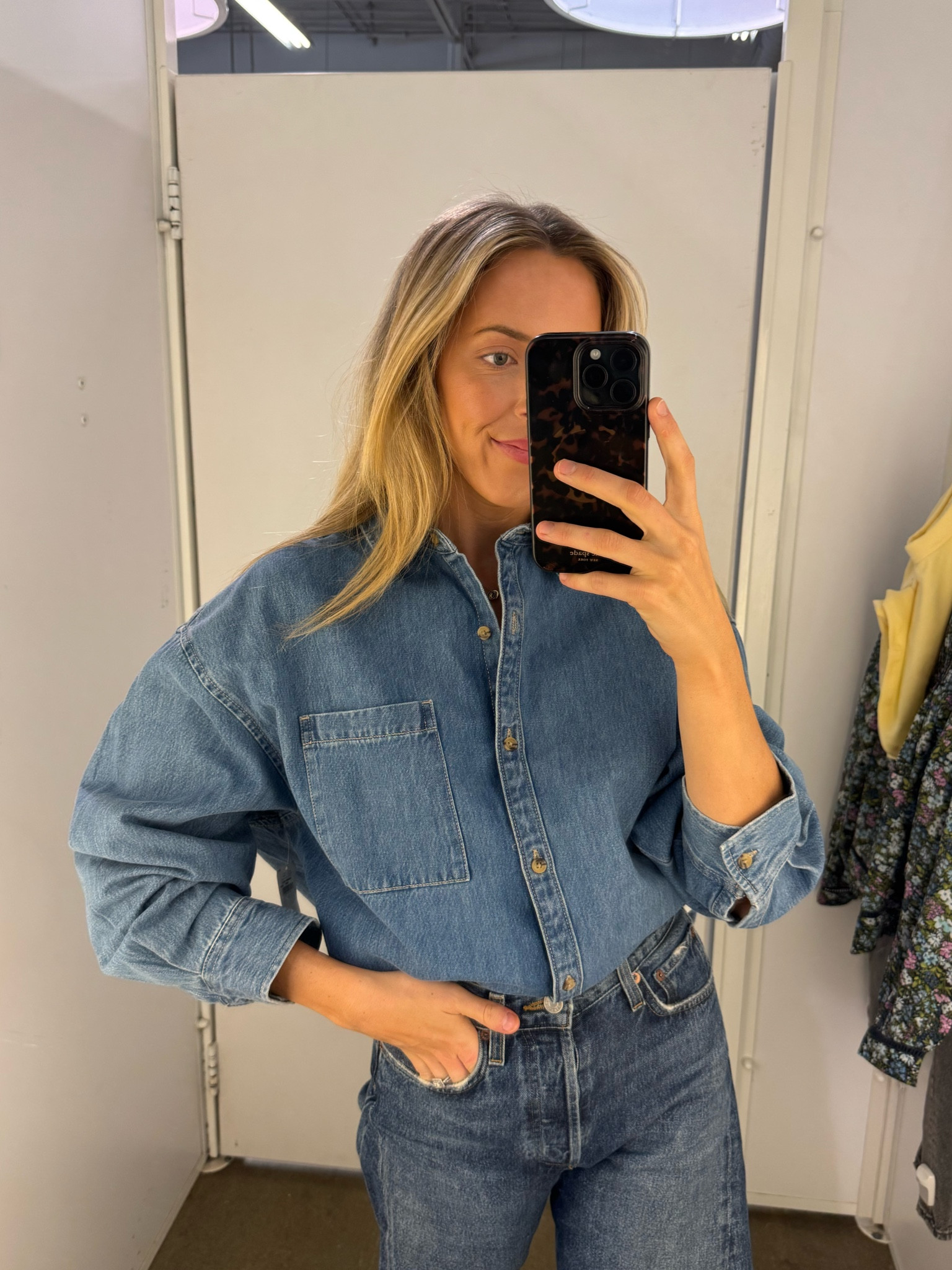 I LOVE a good denim shirt/jacket & this was so good. Felt like good quality & structure! This was a large but probably would have done medium! 