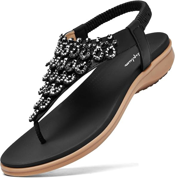 Littleplum Womens Sandals Arch Support Slingback Rhinestone Dressy Sandals Comfort Summer Shoes A... | Amazon (US)