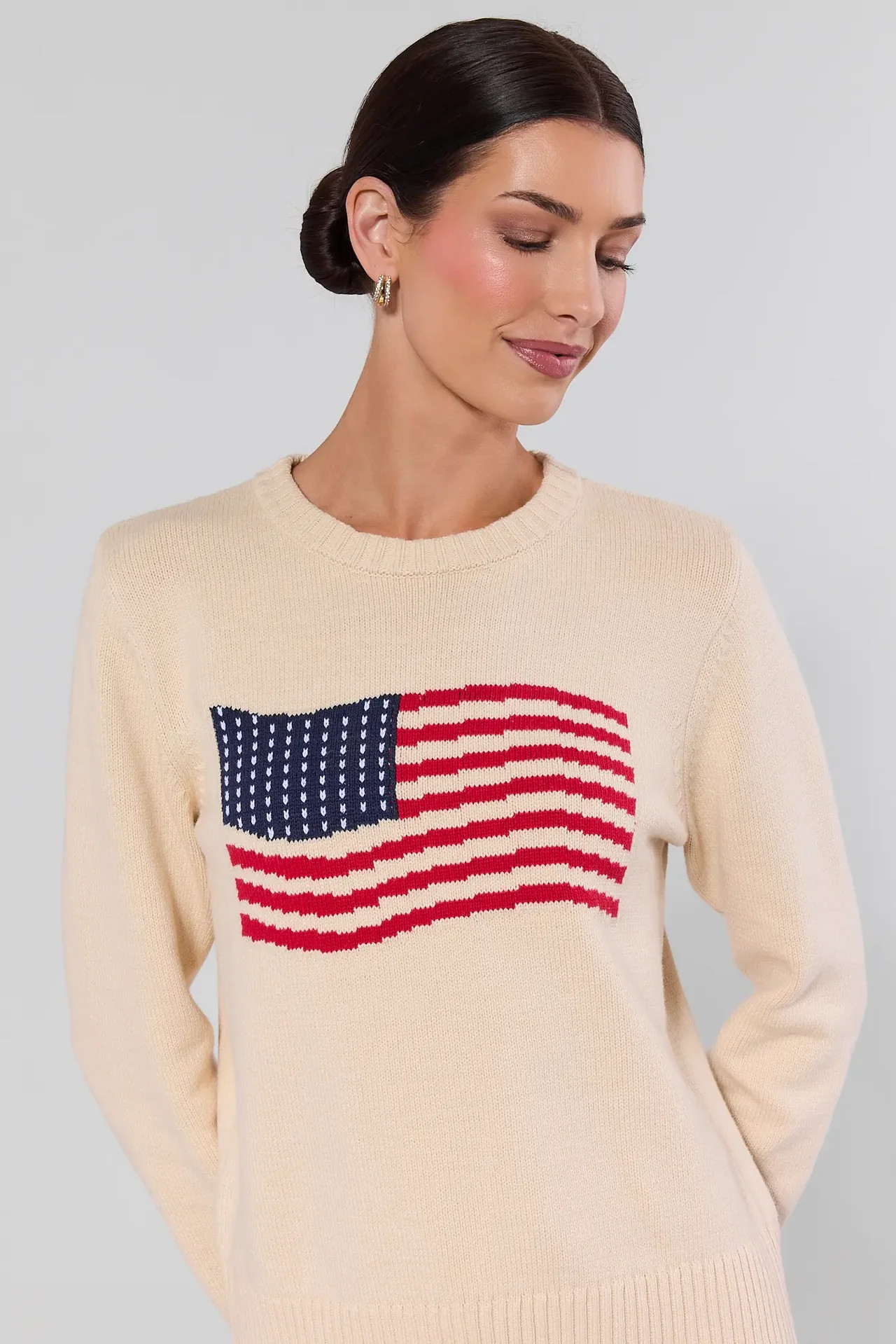 Cream American Flag Knit Sweater | Avara