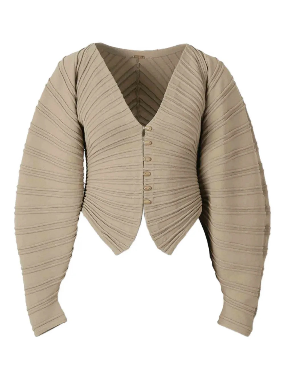 Cult Gaia Ribbed button-up Cardigan | Brown | FARFETCH | Farfetch Global