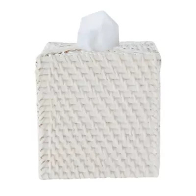 Caribbean White Rattan Tissue Box Cover | Bed Bath & Beyond | Bed Bath & Beyond