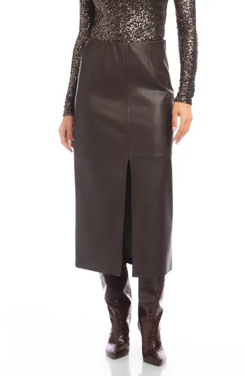 FIFTEEN TWENTY Kaia Faux Leather Midi Skirt in Brown at Nordstrom, Size Small | Nordstrom