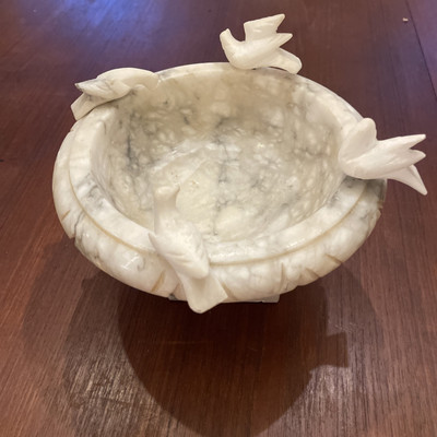 Italian Bird Bath Carved Alabaster Marble Pedestal Bird Bath Bowl Vintage 7”  | eBay | eBay US
