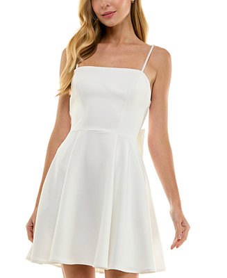 City Studios Juniors' Embellished-Strap Bow-Back Dress - Macy's | Macy's