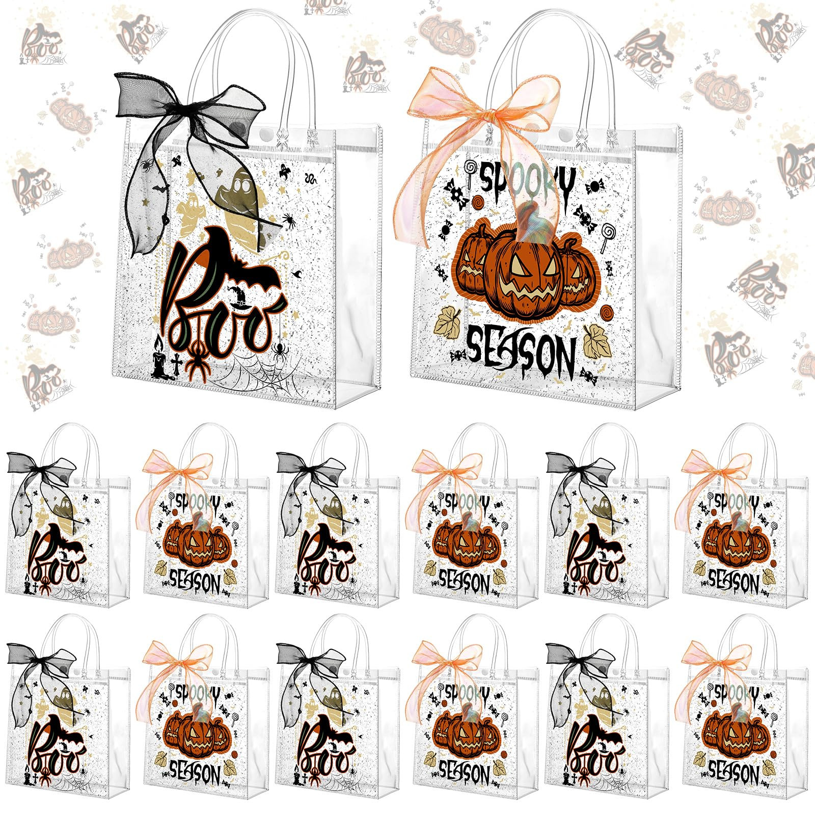 Motipuns 24 Pcs Halloween Clear PVC Gift Bags with Handles Grimace Pumpkin Party Favor Reusable P... | Amazon (US)