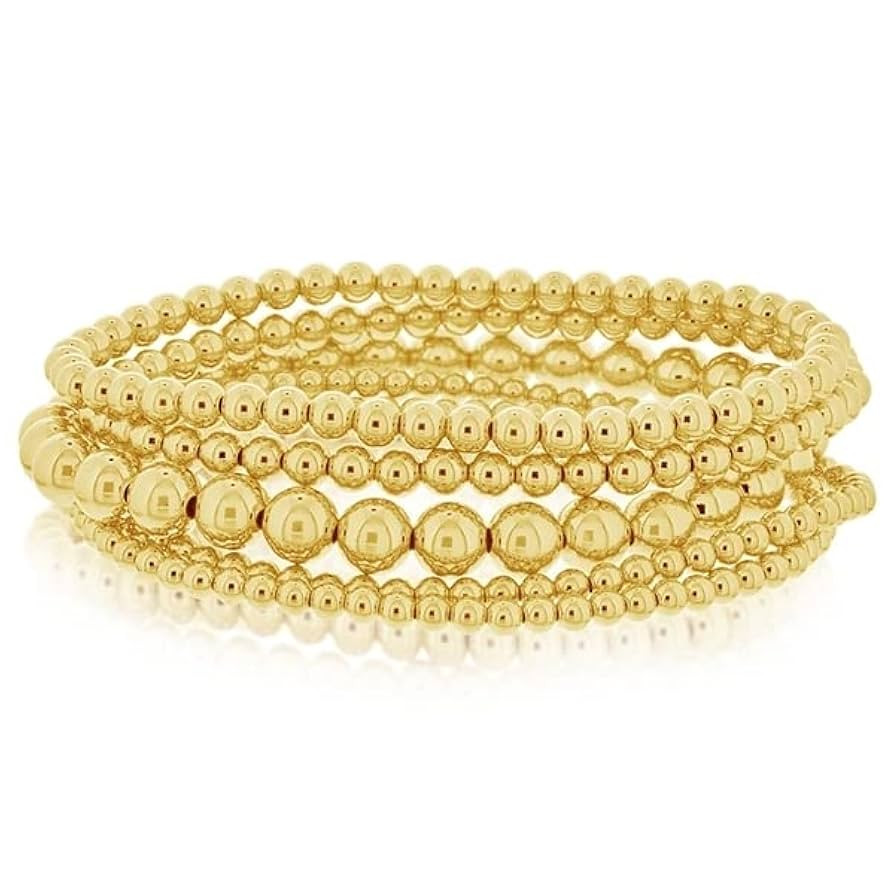 14K Gold Filled Bracelet, Beaded Ball Bracelets | 2.5mm, 3mm, 4mm, 5mm | Layering Jewelry | Stacking | Amazon (US)