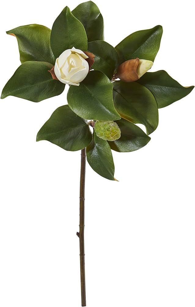 Nearly Natural 30in. Magnolia Artificial (Set of 4) Silk Flowers, White | Amazon (US)