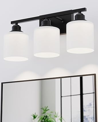 Sailstar 3-Light Bathroom Vanity Light, Anti-Rust Matte Black Bathroom Light Fixtures Over Mirror... | Amazon (CA)